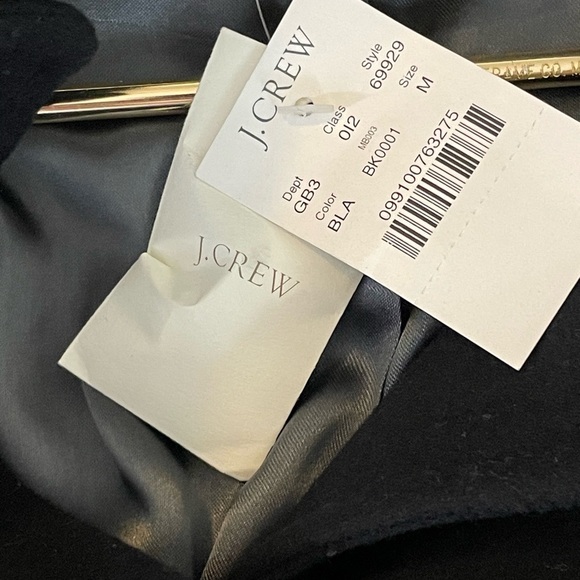 J. Crew coat trench hooded Sz medium NWT black belted wool blend classic - Picture 8 of 10